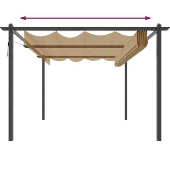 Festtelte & havepavilloner - Living havepavillon med sammenrulleligt tag 4x3 m gråbrun