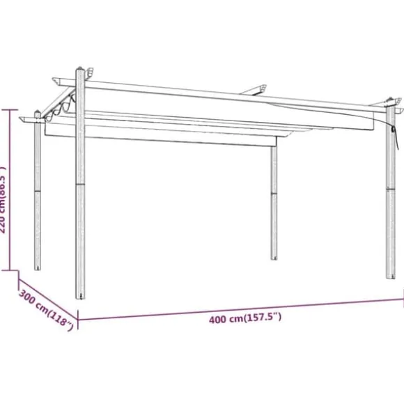 Festtelte & havepavilloner - Living havepavillon med sammenrulleligt tag 4x3 m gråbrun