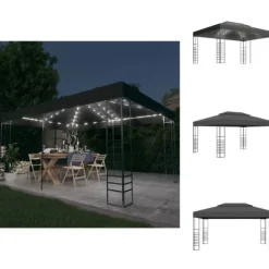 Festtelte & havepavilloner - Living pavillon med LED-lyskæder 3x4 m antracitgrå