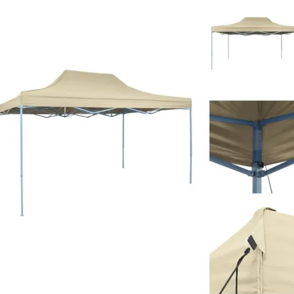 Festtelte & havepavilloner - Living foldbart telt pop-up 3 x 4,5 m cremefarvet