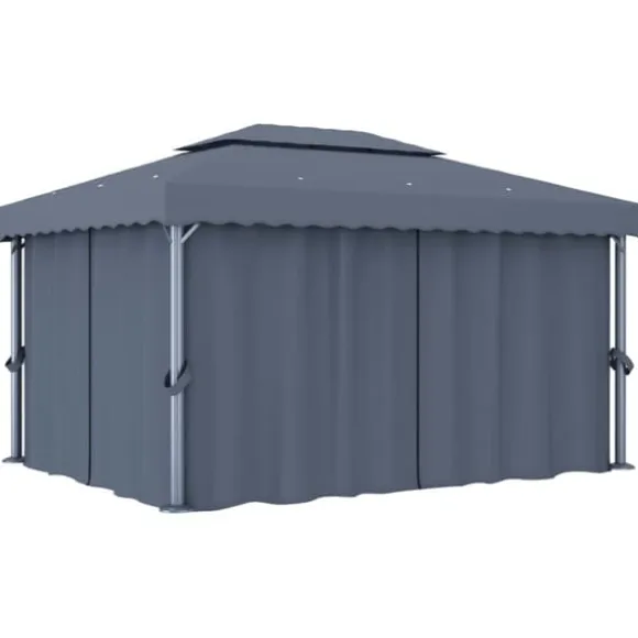 Festtelte & havepavilloner - Living pavillon med gardin 4x3 m aluminium antracitgrå