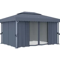 Festtelte & havepavilloner - Living pavillon med gardin 4x3 m aluminium antracitgrå