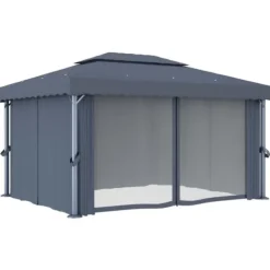 Festtelte & havepavilloner - Living pavillon med gardin 4x3 m aluminium antracitgrå