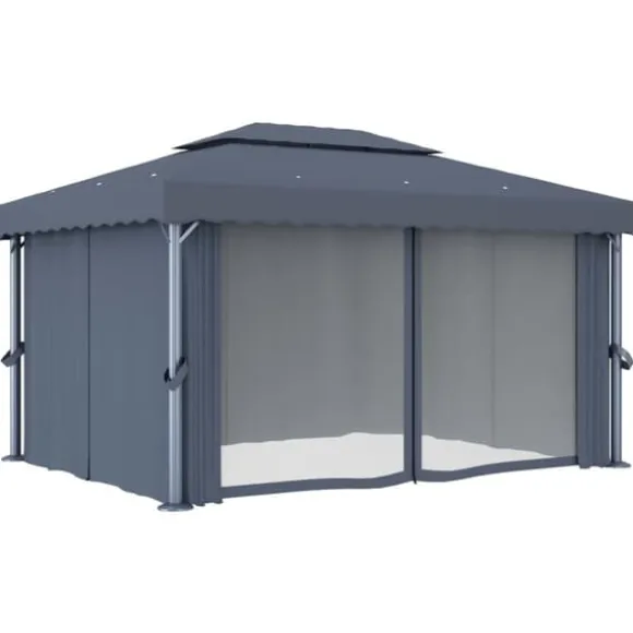 Festtelte & havepavilloner - Living pavillon med gardin 4x3 m aluminium antracitgrå