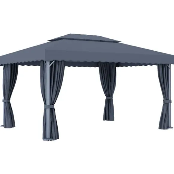 Festtelte & havepavilloner - Living pavillon med gardin 4x3 m aluminium antracitgrå