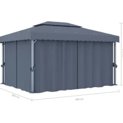 Festtelte & havepavilloner - Living pavillon med gardin 4x3 m aluminium antracitgrå