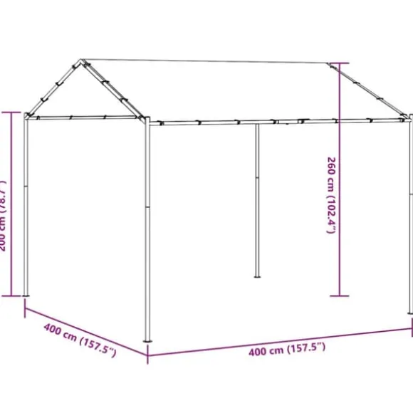 Festtelte & havepavilloner - Living pavillon 4x4 m stål og stof antracitgrå