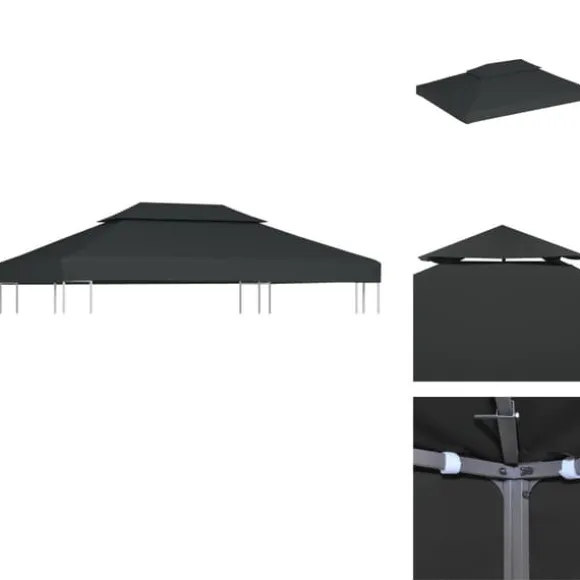 Festtelte & havepavilloner – tage - Living pavillontopdække i 2 lag 310 g/m² 4x3 m antracitgrå