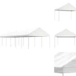 Festtelte & havepavilloner - Living pavillon med tag 13,38x4,08x3,22 m polyethylen hvid