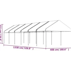 Festtelte & havepavilloner - Living pavillon med tag 13,38x4,08x3,22 m polyethylen hvid