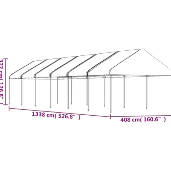Festtelte & havepavilloner - Living pavillon med tag 13,38x4,08x3,22 m polyethylen hvid