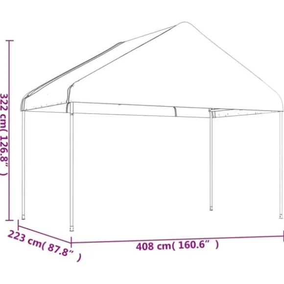 Festtelte & havepavilloner - Living pavillon med tag 13,38x4,08x3,22 m polyethylen hvid
