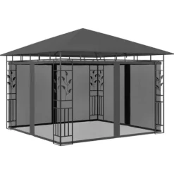 Festtelte & havepavilloner - Living pavillon med myggenet 3x3x,2,73 m 180 g/m² antracitgrå