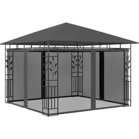 Festtelte & havepavilloner - Living pavillon med myggenet 3x3x,2,73 m 180 g/m² antracitgrå