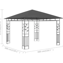 Festtelte & havepavilloner - Living pavillon med myggenet 3x3x,2,73 m 180 g/m² antracitgrå