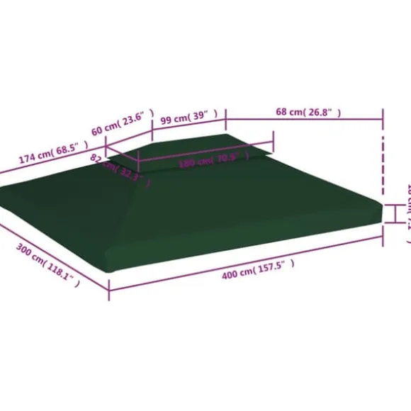 Festtelte & havepavilloner – tage - Living baldakin til havepavillon 3x4 m 310 g/m² grøn
