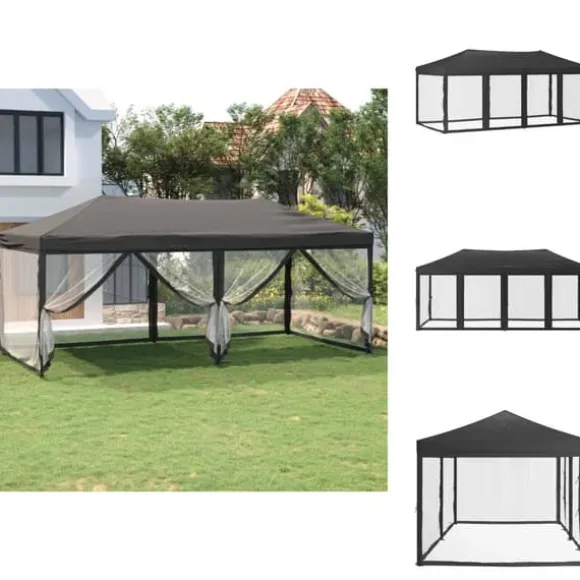 Festtelte & havepavilloner - Living foldbart festtelt med sidevægge 3x6 m antracitgrå