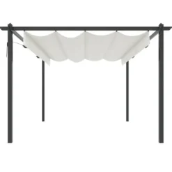 Festtelte & havepavilloner - Living havepavillon med sammenrulleligt tag 4x3 m cremefarvet