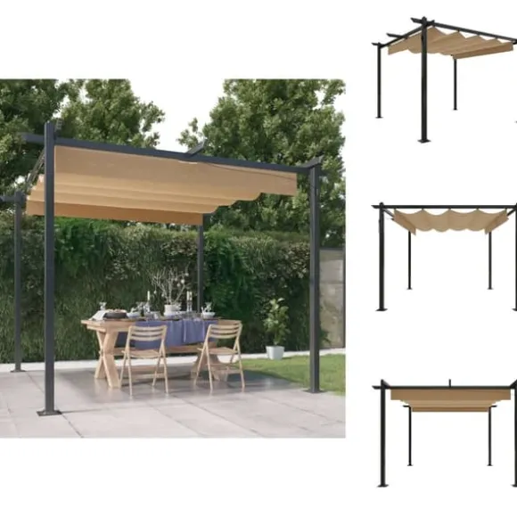 Festtelte & havepavilloner - Living havepavillon med sammenrulleligt tag 3x3 m gråbrun