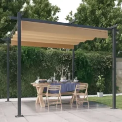 Festtelte & havepavilloner - Living havepavillon med sammenrulleligt tag 3x3 m gråbrun