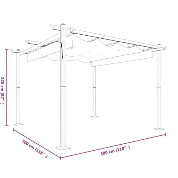 Festtelte & havepavilloner - Living havepavillon med sammenrulleligt tag 3x3 m gråbrun