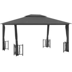 Festtelte & havepavilloner - Living pavillon med sidevægge og dobbelttag 3x4 m antracitgrå