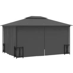 Festtelte & havepavilloner - Living pavillon med sidevægge og dobbelttag 3x4 m antracitgrå