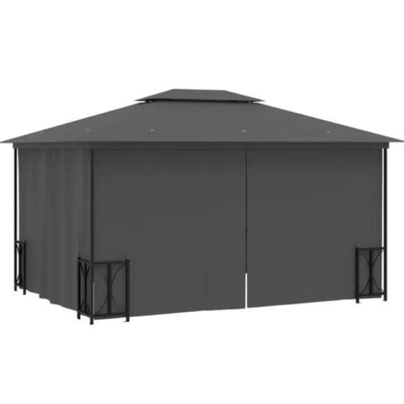 Festtelte & havepavilloner - Living pavillon med sidevægge og dobbelttag 3x4 m antracitgrå