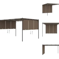Festtelte & havepavilloner - Living havepavillon med sidegardin 4x3x2,25 m gråbrun