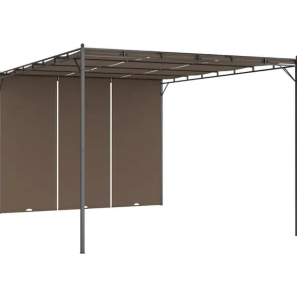 Festtelte & havepavilloner - Living havepavillon med sidegardin 4x3x2,25 m gråbrun