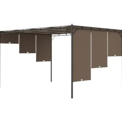Festtelte & havepavilloner - Living havepavillon med sidegardin 4x3x2,25 m gråbrun