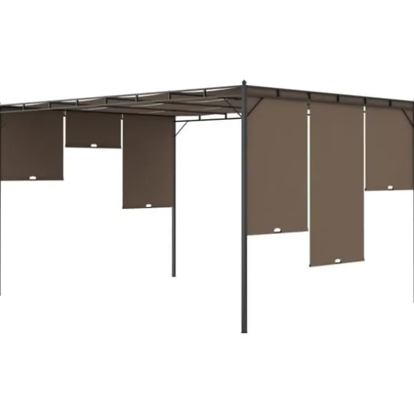 Festtelte & havepavilloner - Living havepavillon med sidegardin 4x3x2,25 m gråbrun