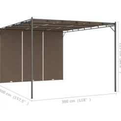 Festtelte & havepavilloner - Living havepavillon med sidegardin 4x3x2,25 m gråbrun