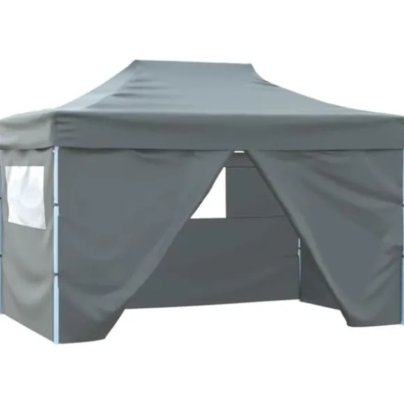 Festtelte & havepavilloner - Living foldbart telt pop-up med 4 sidevægge 3 x 4,5 m antracitgrå