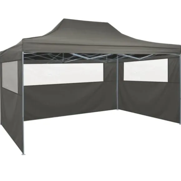 Festtelte & havepavilloner - Living foldbart telt pop-up med 4 sidevægge 3 x 4,5 m antracitgrå