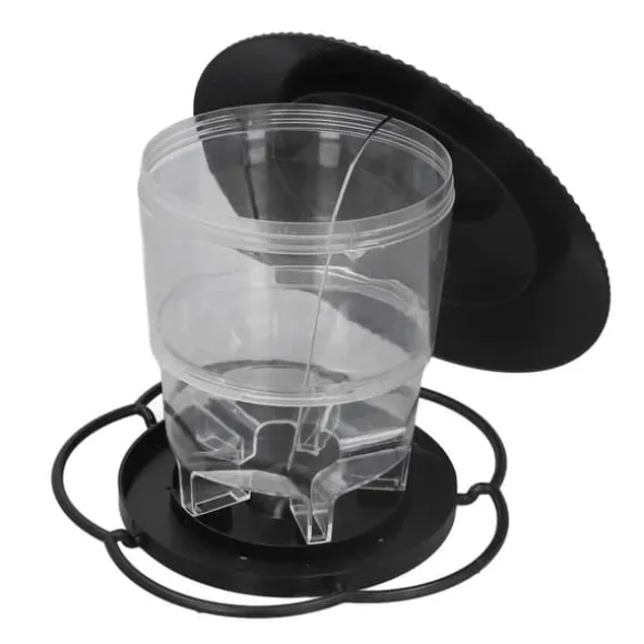 Fågelmatare 1L Slitstark ABS Lätt att fylla Transparent Behållare Bärbar Paviljong Design Hängande Fågelmatare