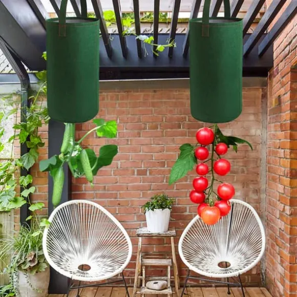 Filt Hængende Tomat Dyrkningspose Omvendt Tomatplanter Multifunktionelle Jordbær Grøntsags Blomst Plante Dyrkningsposer