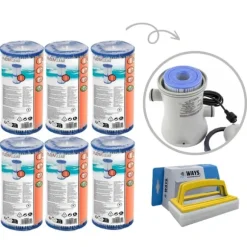 Filtre Type II - Bestway - Velegnet til filterpumpe 58383 - 6 stk & WAYS skrubbebørste