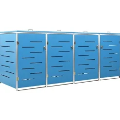 Firedobbelt skraldespandsskjuler i rustfrit stål | Størrelse: 276,5x77,5x112,5 cm
