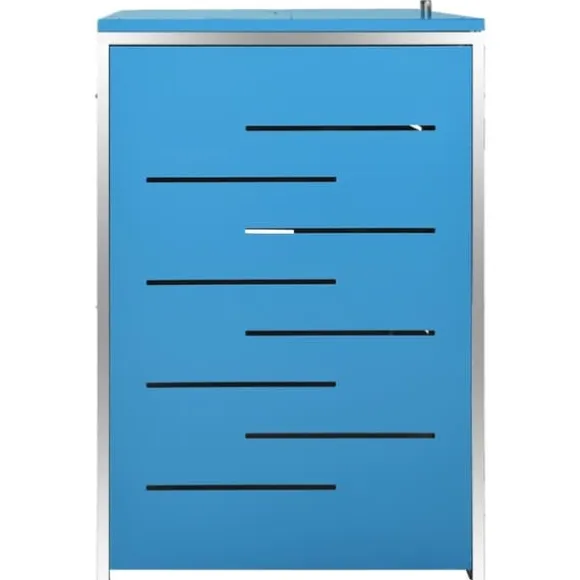 Firedobbelt skraldespandsskjuler i rustfrit stål | Størrelse: 276,5x77,5x112,5 cm