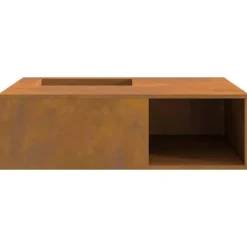 Firkantet bålsted i forvitret stål - Udendørs varme og hygge | Størrelse: 100x100x30 cm