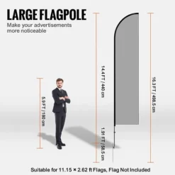 Fjerflagstang Kit 3-pak, Swooper flagstang 16,3 fod med jordpæle, holdbar konstruktion, let at installere