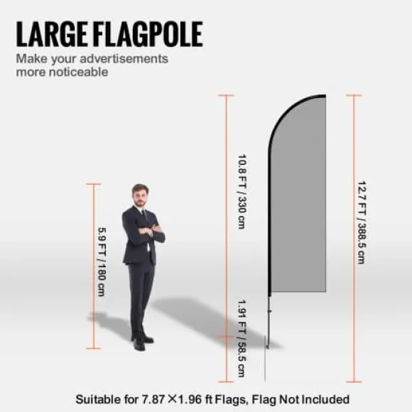 Fjerflagstangssæt, 2 pakker, 330x388,5 cm, udendørs, aluminiumlegering