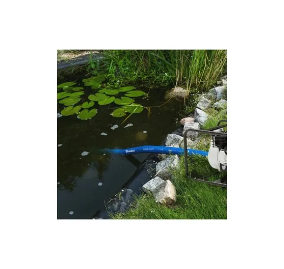 Flad slange AQUA - FLAT PE / EVA i sæt med slangeklemme W.P.1 - 1 1/4"- 30m