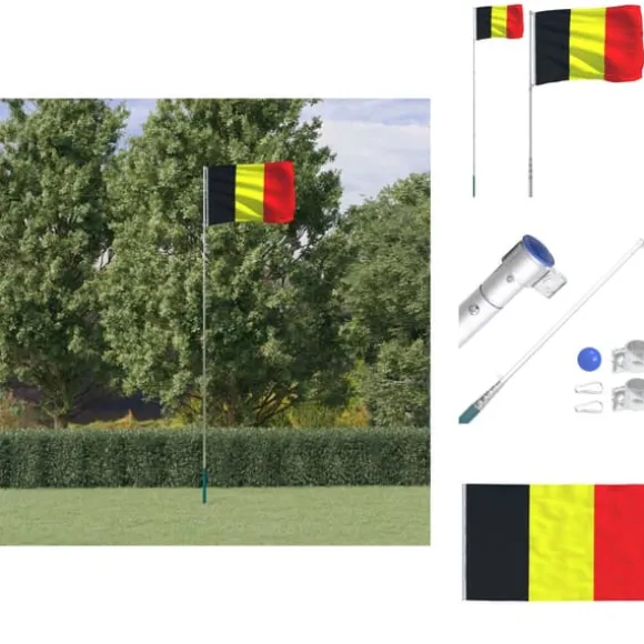 Flag & vimpler - Living Belgien flag og flagstang 5,55 m aluminium