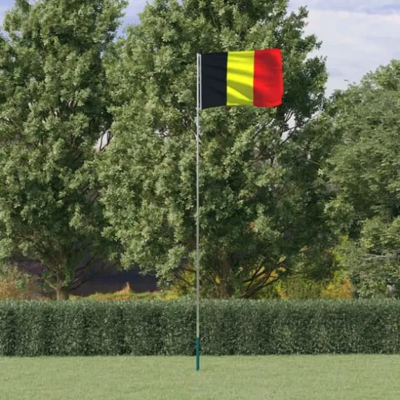 Flag & vimpler - Living Belgien flag og flagstang 5,55 m aluminium