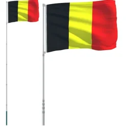 Flag & vimpler - Living Belgien flag og flagstang 5,55 m aluminium