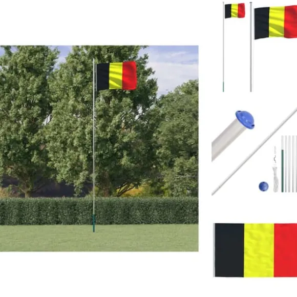 Flag & vimpler - Living Belgien flag og flagstang 6,23 m aluminium