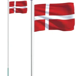 Flag & vimpler - Living Danmark flag og flagstang 6,23 m aluminium