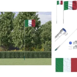 Flag & vimpler - Living Italien flag og flagstang 5,55 m aluminium